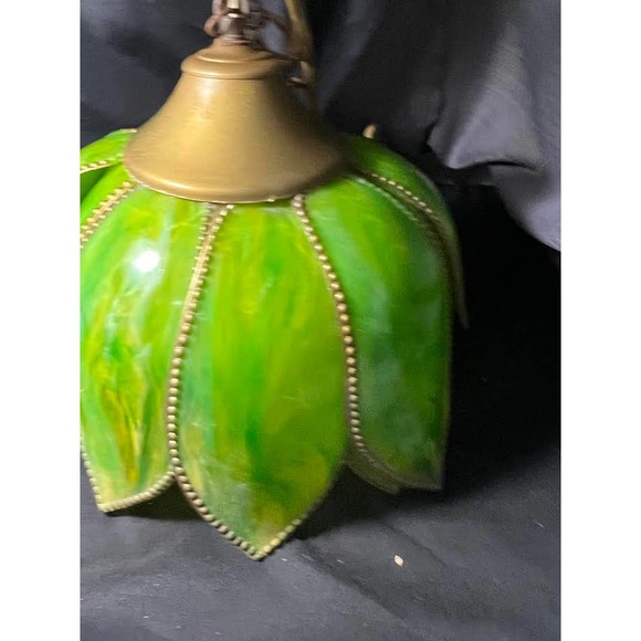 Large Vintage Mid Century Swag Lamp Tulip Lotus Flower Hanging Lamp - Picture 4 of 8